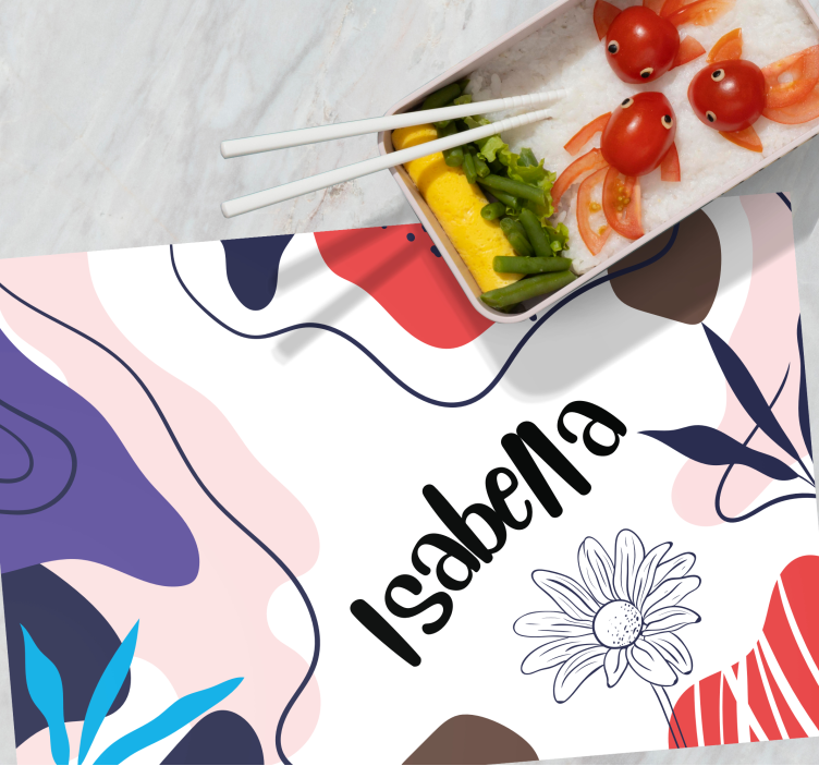 Personalisable placemat colorful abstract floral - TenStickers