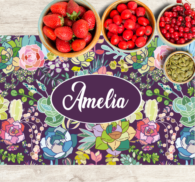 Personalisable placemat floral custom art - TenStickers