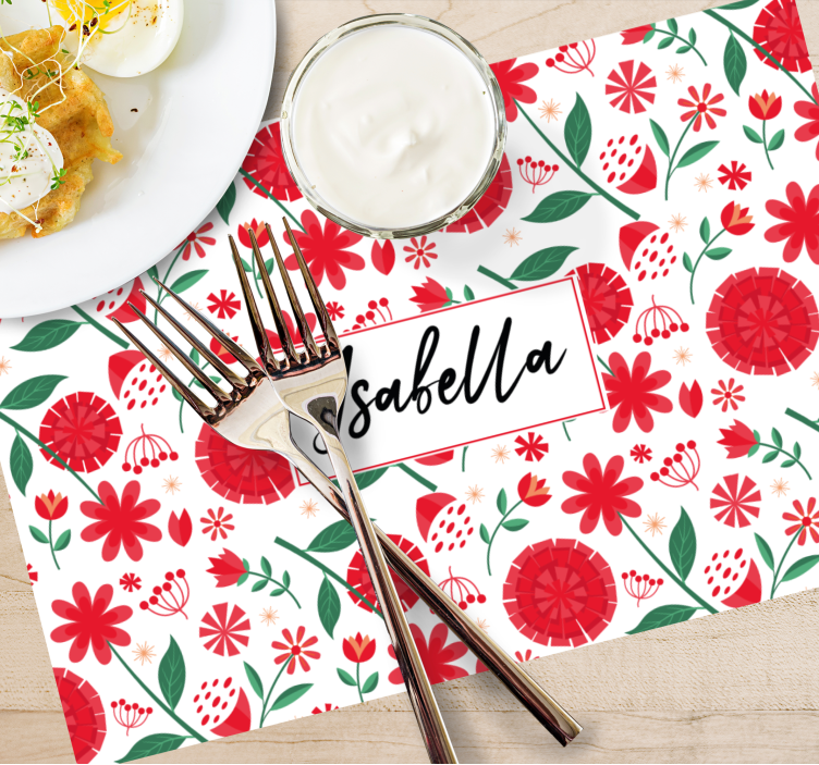 Personalisable placemat floral name design - TenStickers