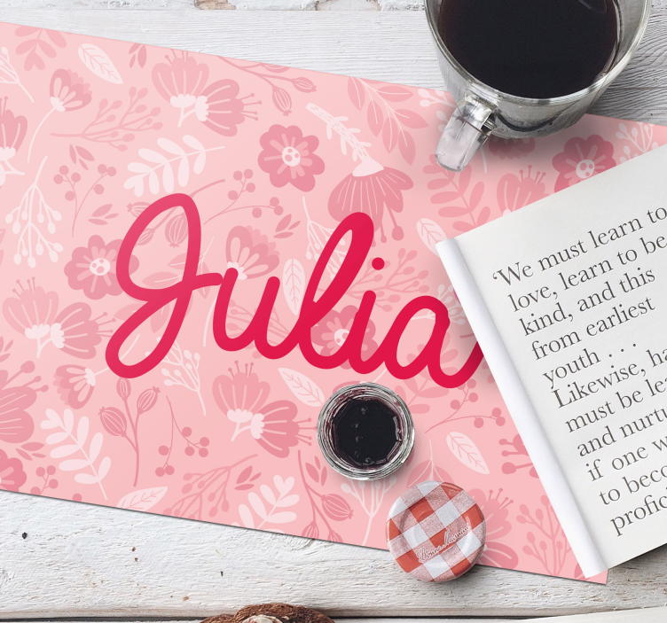 Personalisable placemat floral personalized design - TenStickers