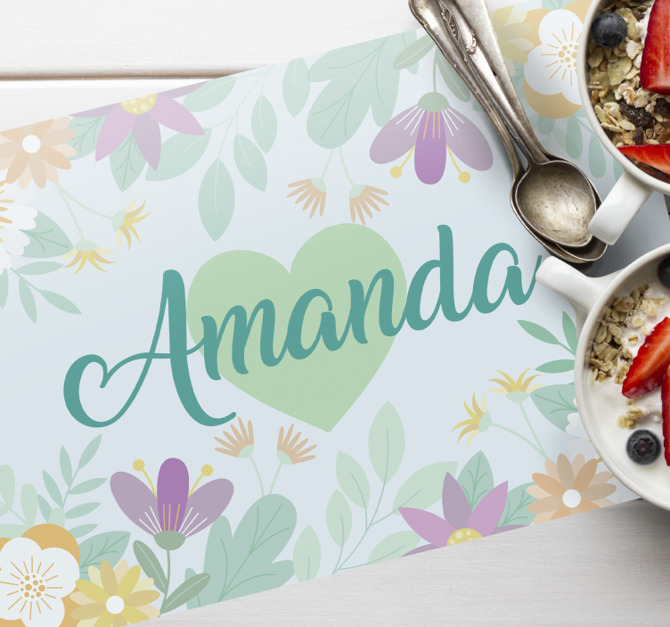 Personalisable placemat flower heart amanda - TenStickers