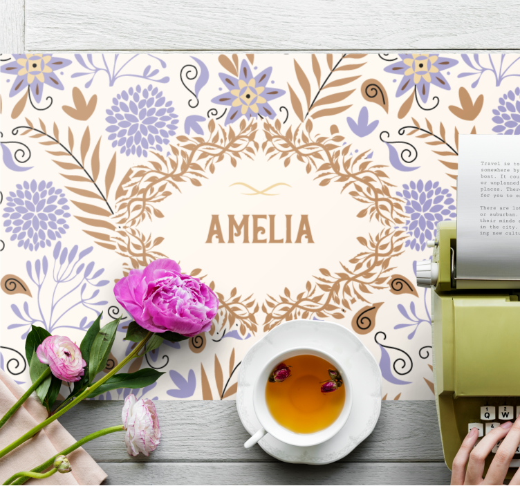 Personalisable placemat flower pattern placemats - TenStickers