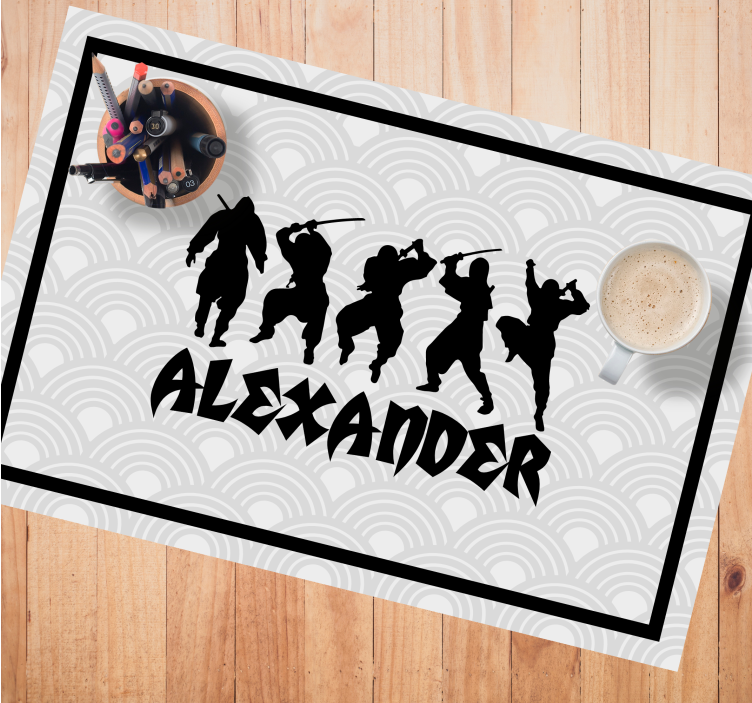 Personalisable placemat ninja warrior silhouettes - TenStickers