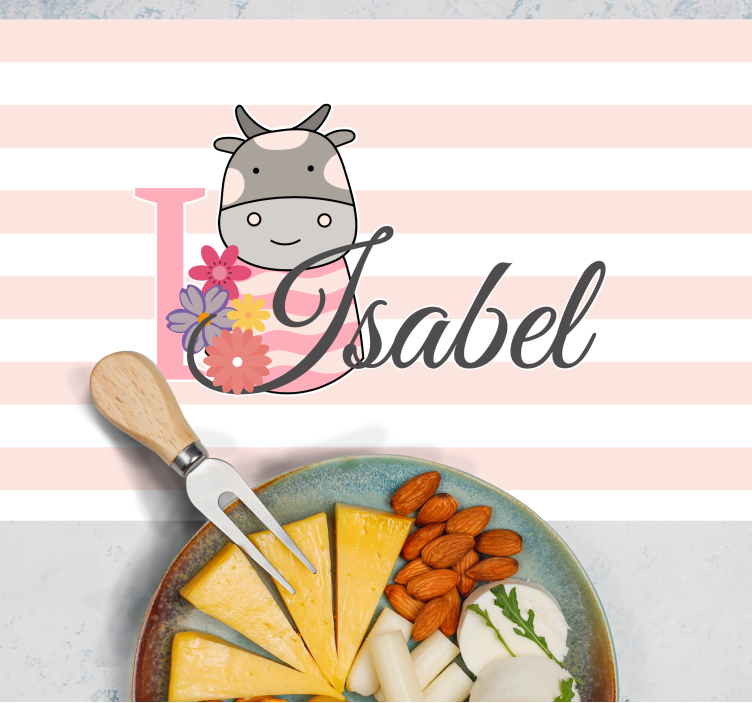 Personalised placemat with cow theme design - TenStickers