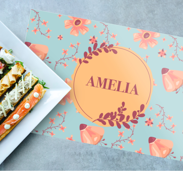 Personalizable placemat botanical personalized name - TenStickers