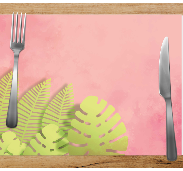 Pink background monstera Vinyl placemats - TenStickers