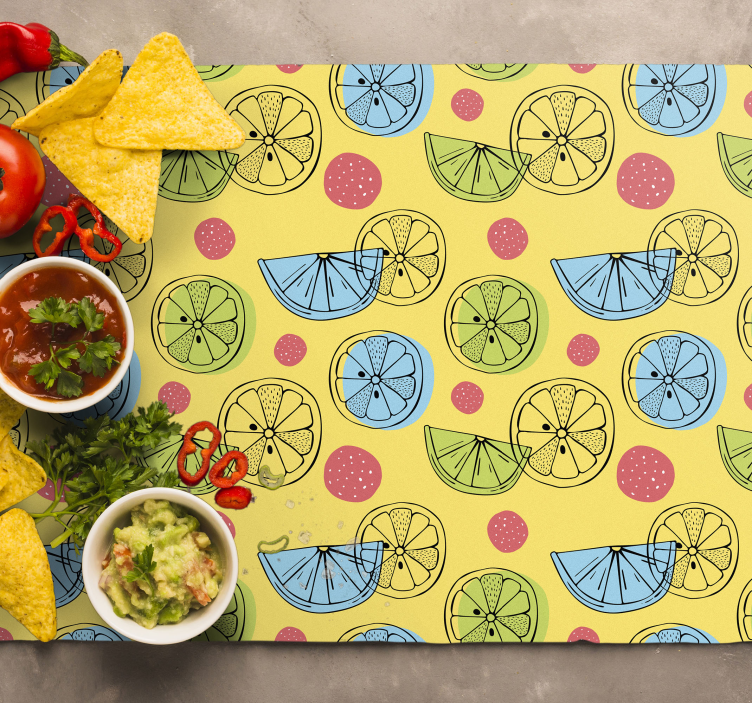 Pink spot Lemon citrus placemats - TenStickers