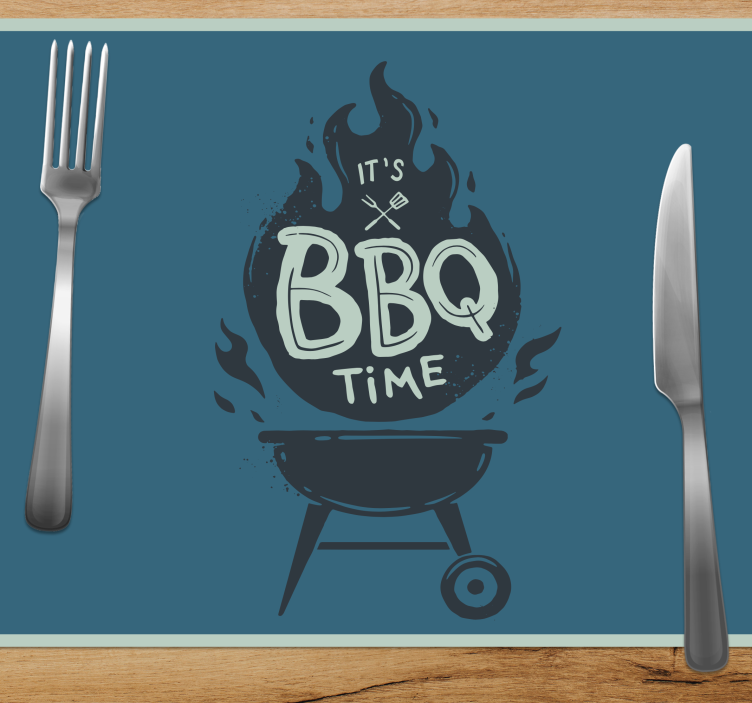 Placemat with quote bbq time flames - TenStickers