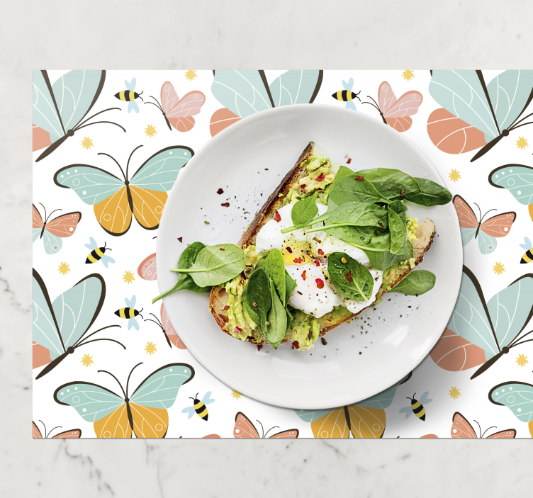 Placemat with quote butterfly pattern joy - TenStickers