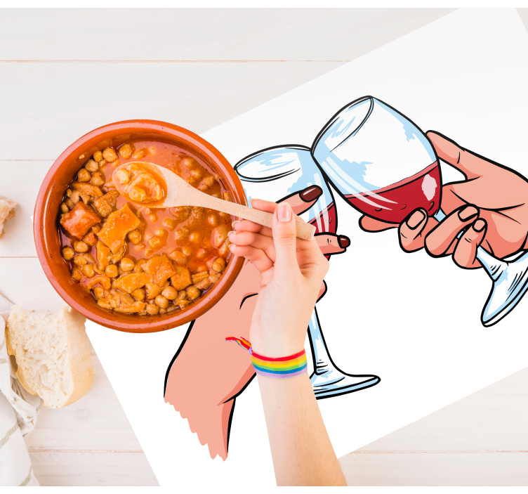 Placemat with quote cheers toasting glasses - TenStickers