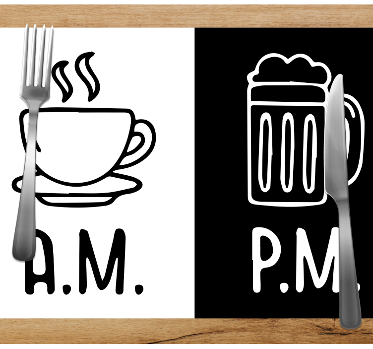 Placemat with quote coffee beer contrast - TenStickers