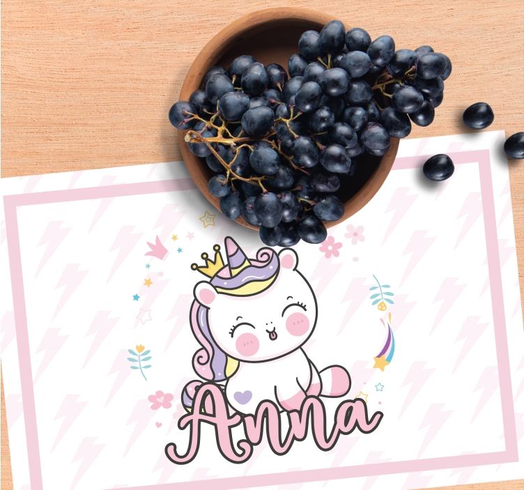 Pretty baby unicorn Personalised placemats - TenStickers
