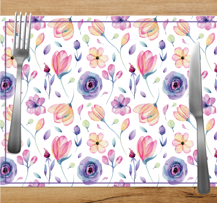 Purple delicate floral pattern placemats - TenStickers