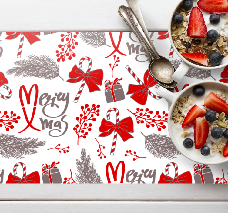 Red and grey pattern Christmas placemats - TenStickers