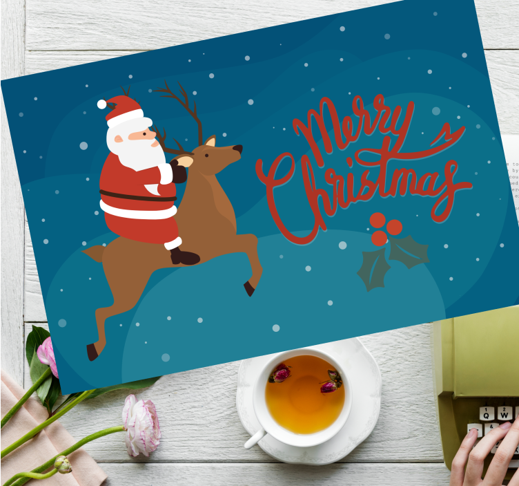 Santa claus with reindeer Christmas placemats - TenStickers