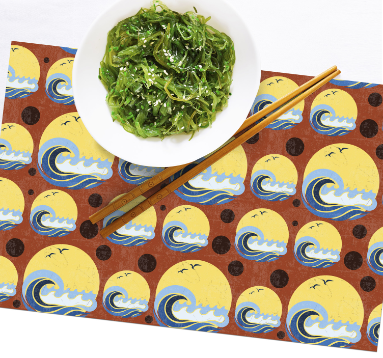 Sun, Beach and Wave pattern 70's sun placemats - TenStickers