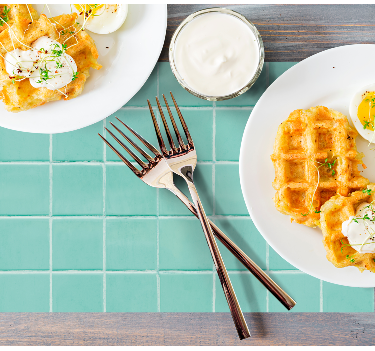 Teal shades mosaic tile textured placemats - TenStickers