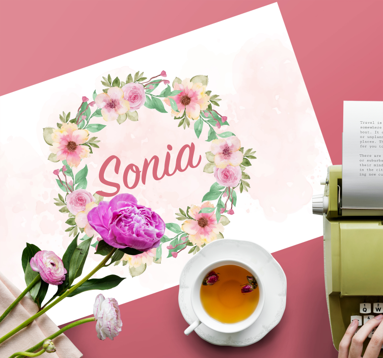 Watercolour flowers Personalised placemats - TenStickers