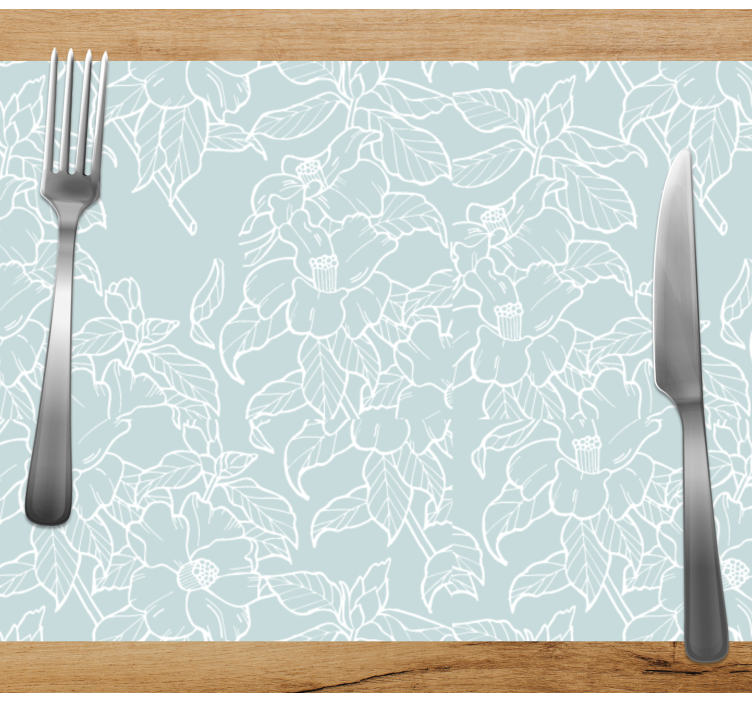 White blue background Flowers modern placemats - TenStickers