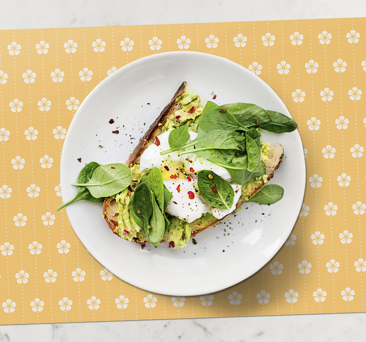 White flowers yellow floral placemats - TenStickers