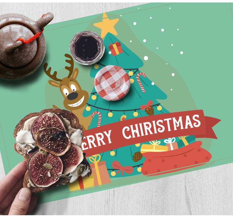 Xmas tree and reindeer Christmas placemats - TenStickers