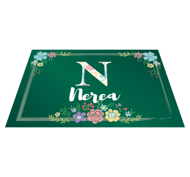 Personalised placemat floral initial design - TenStickers