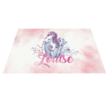 Watercolor Seahorse NAME Personalised table mats - TenStickers