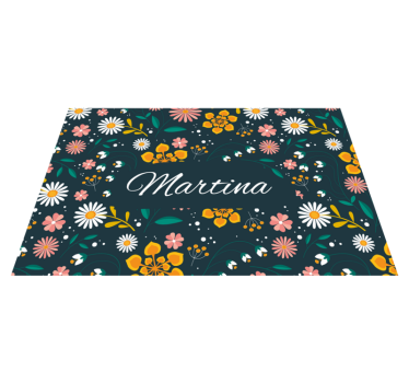 Organic colored flowers personalized table mats - TenStickers