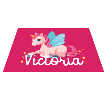 Funny pink happy unicorn Personalised table mats - TenStickers
