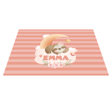 Cute animals sloth with name kids table mat - TenStickers
