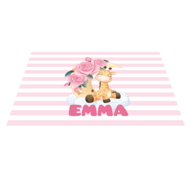 Children placemat giraffe with roses - TenStickers
