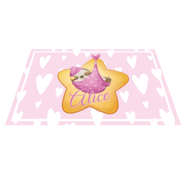 Cute sloth for girl with name kids table mat - TenStickers