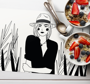 Black and white portrait original vinyl placemats - TenStickers