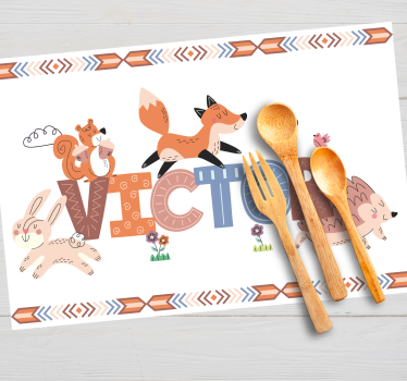 Children placemat animal friends gathering - TenStickers