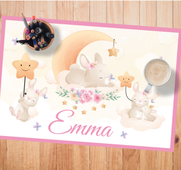 Children placemat bunny moon scene - TenStickers