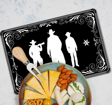 Cowboy and horses pattern black vinyl placemats - TenStickers