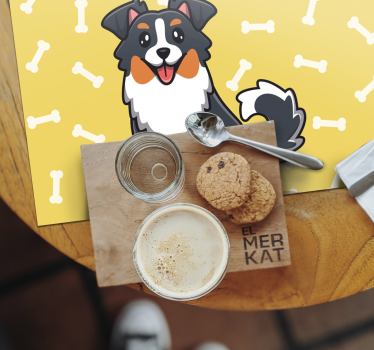 cute animal on yellow background round placemats - TenStickers