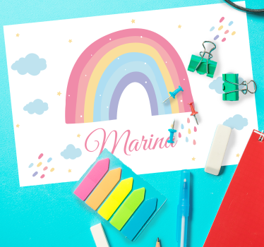 Cute rainbow and cloud in pastel  Personalised table mats - TenStickers