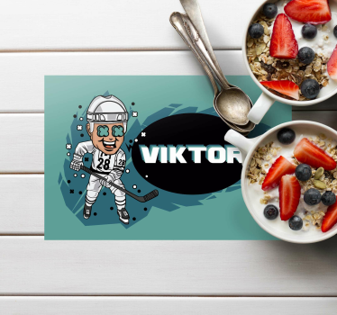 Funny hockey Player with name Personalised table mats - TenStickers