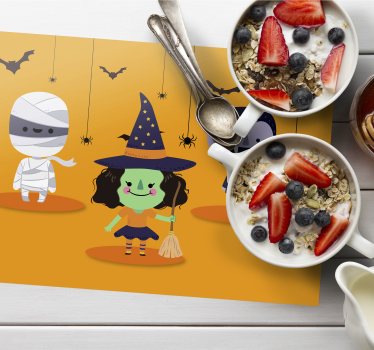happy witch mummy and vampires Halloween table mats - TenStickers