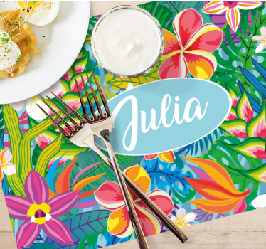 Multicolor flowers light blue Personalised table mats - TenStickers