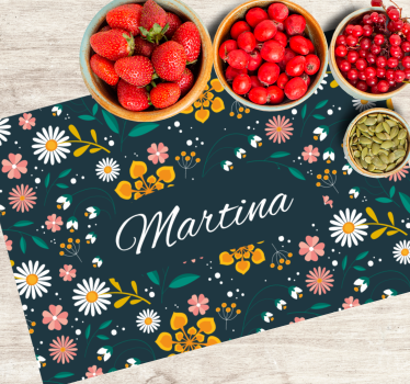 Organic colored flowers personalized table mats - TenStickers