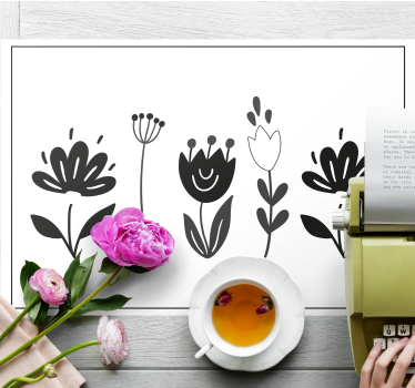 Original placemat floral line drawing - TenStickers
