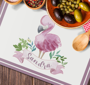 Painted flamingo for kids Personalised table mats - TenStickers