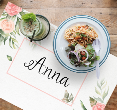 Personalisable placemat floral customizable placemats - TenStickers
