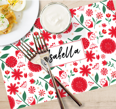 Personalisable placemat floral name design - TenStickers
