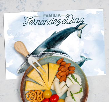 Personalised placemat whale family illustration - TenStickers