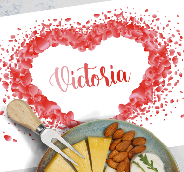 Petals forming heart with name Personalised table mats - TenStickers