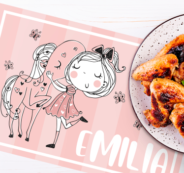 Princess with a pink dress kids table mat - TenStickers
