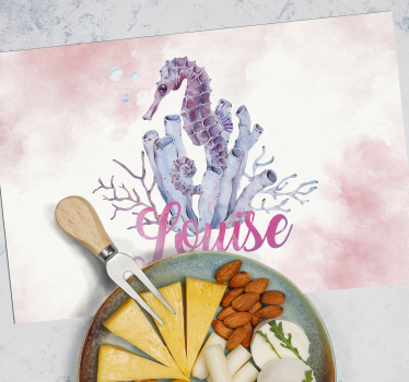 Watercolor Seahorse NAME Personalised table mats - TenStickers